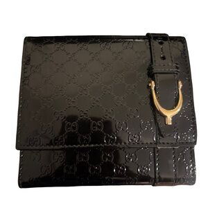 Sold‼️Gucci GG Micro Black Patent Wallet